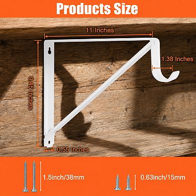 10 Pack Heavy Duty Steel Closet Shelf Rod Brackets Wall Mounted