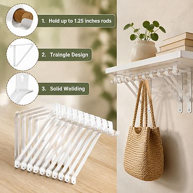 10 Pack Heavy Duty Steel Closet Shelf Rod Brackets Wall Mounted
