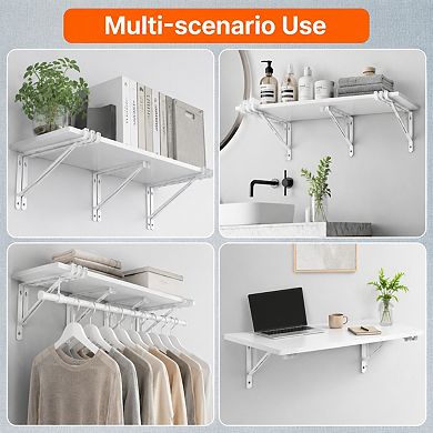 10 Pack Heavy Duty Steel Closet Shelf Rod Brackets Wall Mounted