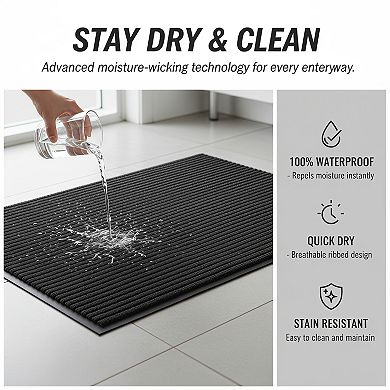 Waterproof Heavy Duty Entryway Mat Low Profile Indoor Outdoor High Traffic