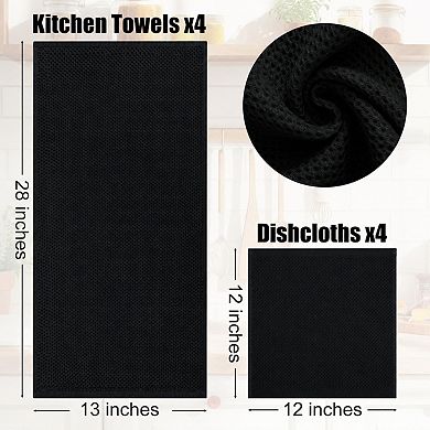 10 Pack Cotton Kitchen Towels and Dishcloths Set Ultra Absorbent Quick Drying Multi Purpose