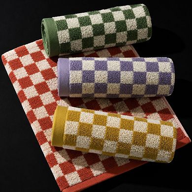100% Cotton Checkered Hand Towels 4 Pack Soft Absorbent Multipurpose for Bathroom Kitchen Spa Gym