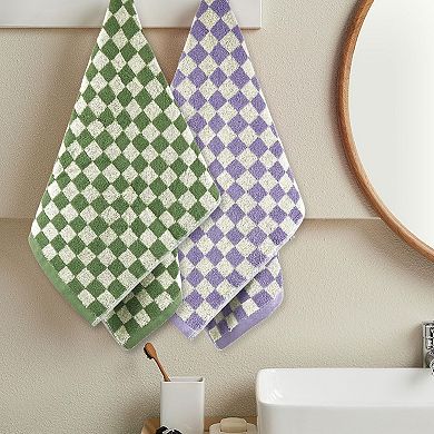 100% Cotton Checkered Hand Towels 4 Pack Soft Absorbent Multipurpose for Bathroom Kitchen Spa Gym