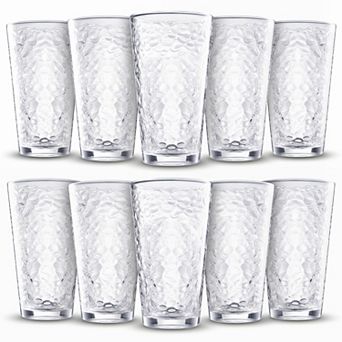 10 Pack Hammered Glass Tumblers 16oz Dishwasher Safe Versatile Drinkware