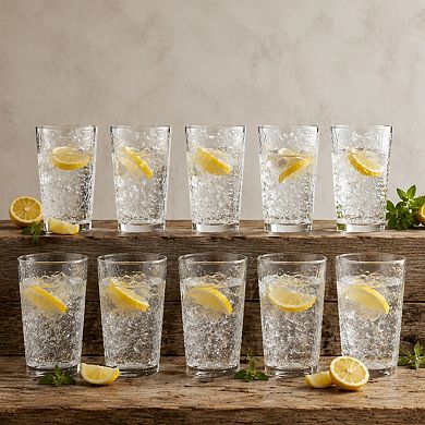 10 Pack Hammered Glass Tumblers 16oz Dishwasher Safe Versatile Drinkware