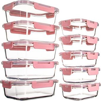 10 Pack Glass Food Storage Containers with Lids Leakproof, Airtight Glass Meal Prep Containers