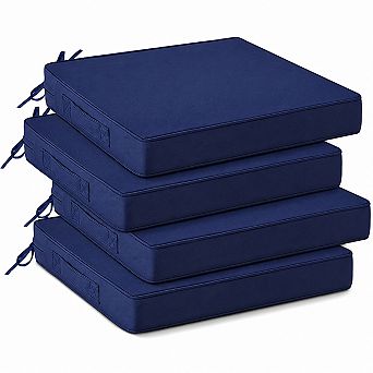 Waterproof Outdoor Chair Cushions Set Of 4 Fade Resistant High Density Foam With Ties And Handles