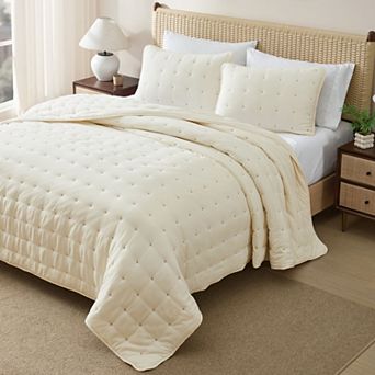 CGK Linens Lightweight All-Season Quilt Set, Ultra Soft & Breathable w/ Shams