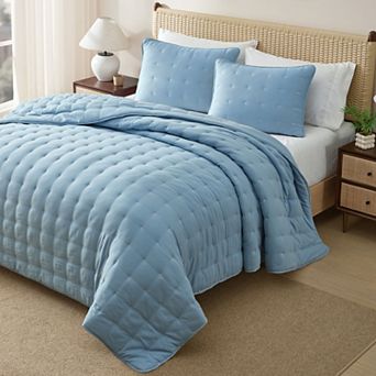CGK Linens Lightweight All-Season Quilt Set, Ultra Soft & Breathable w/ Shams
