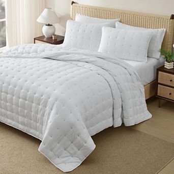 CGK Linens Lightweight All-Season Quilt Set, Ultra Soft & Breathable w/ Shams