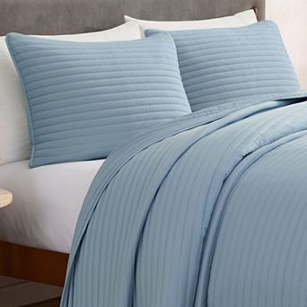 CGK Linens Quilted Bedspread, Stripe Stitch, Lightweight, Soft & Breathable w/ Shams