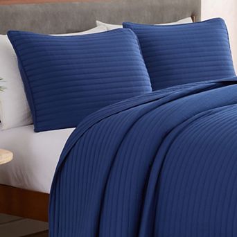 CGK Linens Quilted Bedspread, Stripe Stitch, Lightweight, Soft & Breathable w/ Shams
