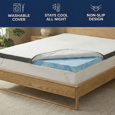 CGK Linens 3" Cooling Gel Memory Foam Topper, Washable Cover