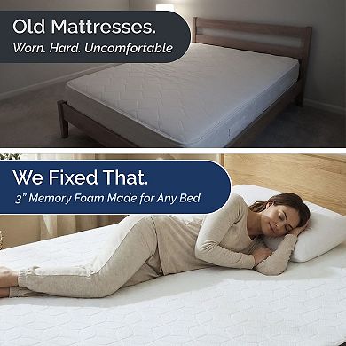 CGK Linens 3" Cooling Gel Memory Foam Topper, Washable Cover