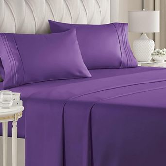 CGK Linens 4 pc Soft Double Brushed Deep Pocket Sheet Set