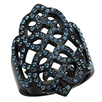Alamode Black Ion Plating Crystal Celtic Knots Ring
