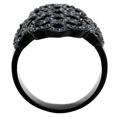 Alamode Black Ion Plating Crystal Celtic Knots Ring