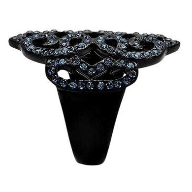 Alamode Black Ion Plating Crystal Celtic Knots Ring