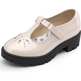 Girls Mary Jane Shoes for School Uniform Flats with Non-Slip Platform Sole
