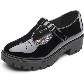 Girls Mary Jane Shoes for School Uniform Flats with Non-Slip Platform Sole