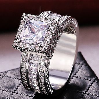 Double Cross Ring 18k Gold Plated Cubic Zirconia Promise Rings