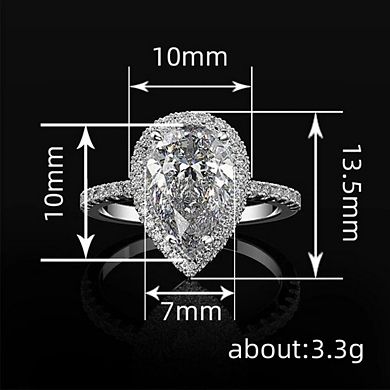 Women Water Drop Surrounding Zircon Rings