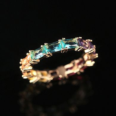 Eternity Band Ring Multicolour Synthetic Gemstone Ring