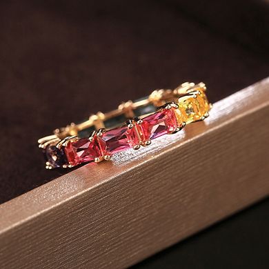Eternity Band Ring Multicolour Synthetic Gemstone Ring