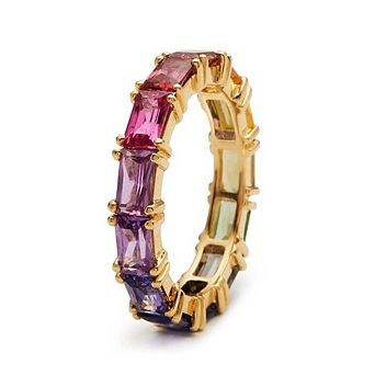 Eternity Band Ring Multicolour Synthetic Gemstone Ring