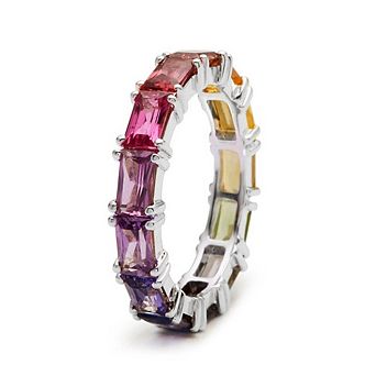 Eternity Band Ring Multicolour Synthetic Gemstone Ring