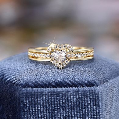 Double Heart Design Ring Romantic and Elegant Jewelry for Women