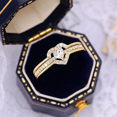 Double Heart Design Ring Romantic and Elegant Jewelry for Women