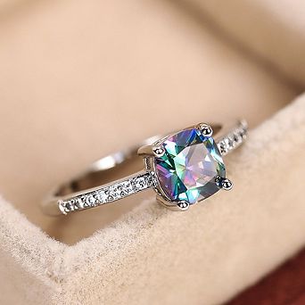 Delicate Engagement Rings Multicolored Zirconia Solitaire Rings