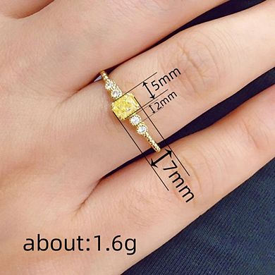 Women's Brilliant Exquisite Yellow Cubic Zirconia Engagement Ring