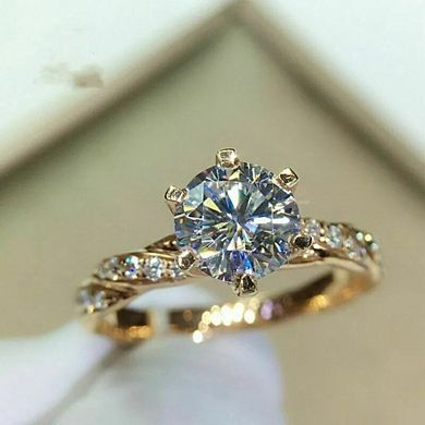 Elegant 6-Claw Set Sparkling Zircon Women's Engagement Ring