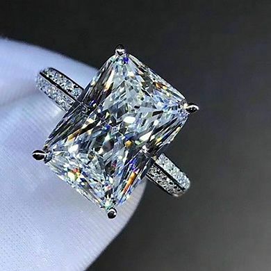 Classical Engagement Ring Rectangle Cut Zirconia Promise Ring
