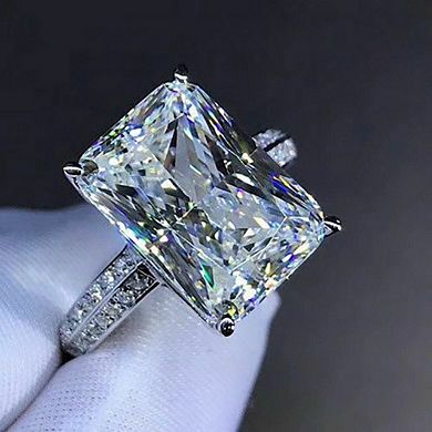 Classical Engagement Ring Rectangle Cut Zirconia Promise Ring