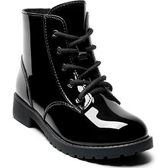 HOMEHOT Girls Ankle Boots Lace Up Side Zipper Fashion Boots for Toddler Little Big Kids