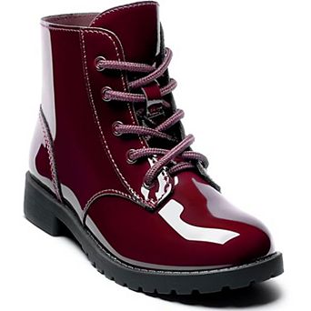 HOMEHOT Girls Ankle Boots Lace Up Side Zipper Fashion Boots for Toddler Little Big Kids
