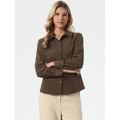 Corduroy Shirts for Women' s Button Down Fall Long Sleeve Casual Shirt