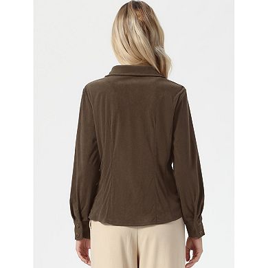 Corduroy Shirts for Women' s Button Down Fall Long Sleeve Casual Shirt