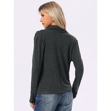 Turtleneck Blouse for Women's Long Sleeve Casual Pullover Fall Winter Draped Cowl Neck T-Shirts Top