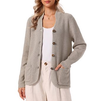 Cardigan Sweater for Women's V Neck Button Down Casual Long Sleeve Open Front Sweaters with Pockets