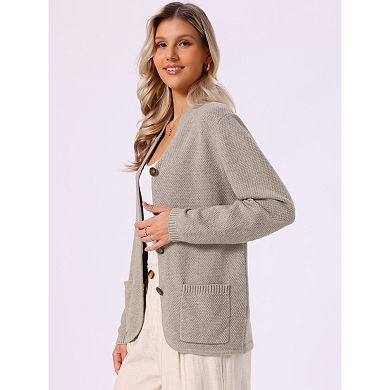 Cardigan Sweater for Women's V Neck Button Down Casual Long Sleeve Open Front Sweaters with Pockets