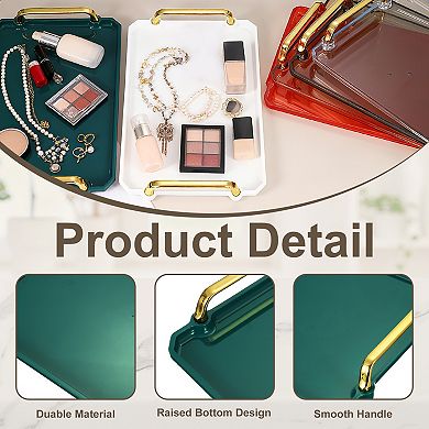 1Pc Plastic Serving Tray with Golden Handle