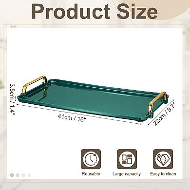 1Pc Plastic Serving Tray with Golden Handle