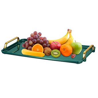 1 pc Plastic Serving Tray with Golden Handle