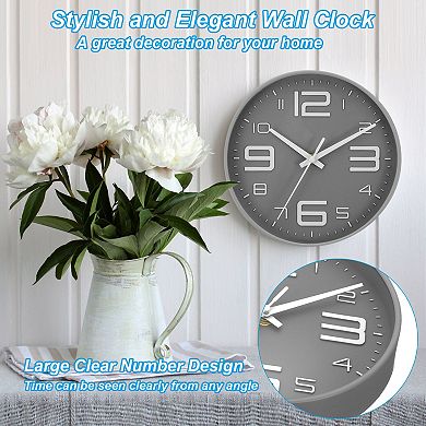1Pc Wall Clocks, 3D Numbers Round Wall Clocks