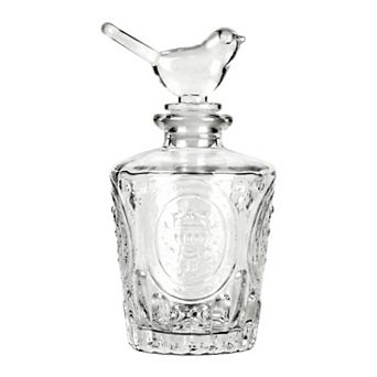 2 pc Decorative Glass Jars with Ornate Glass Stoppers Elegant Home Decor Essential Oil Vials