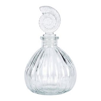 2 pc Decorative Glass Jars with Ornate Glass Stoppers Elegant Home Decor Essential Oil Vials